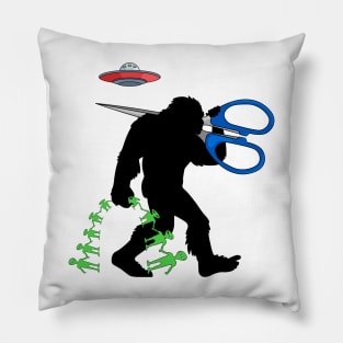 Bigfoot Scissors & Alien Paper Doll Chain Craft Pillow