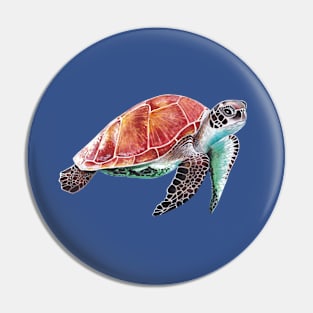 Turtle swimming solo in the ocean Pin