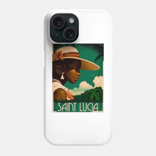 Saint Lucia Woman Vintage Travel Art Poster Phone Case