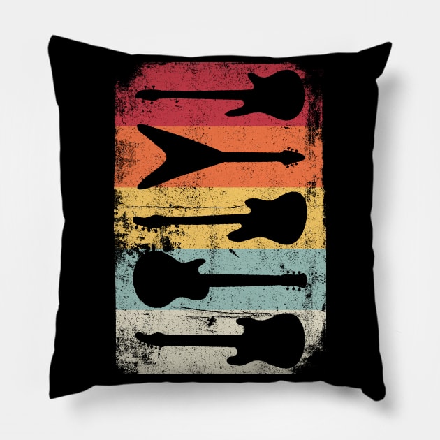 Vintage Retro Guitar Collection Pillow by Krishnansh W.