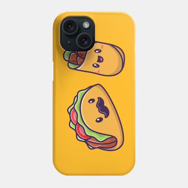 Cute Taco And Burrito Food Phone Case by Catalyst Labs