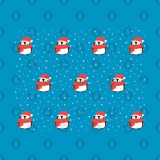 Winter cute penguins pattern with snow. by CraftCloud