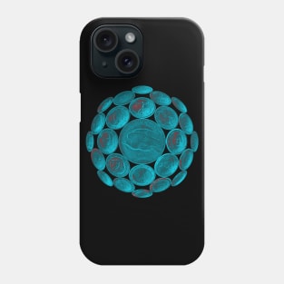 Turquoise USA Twenty Dollars Coin - Surrounded by other Coins on a Ball Phone Case