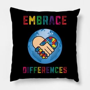 Embrace Differences Autism Awareness Day Month Pillow