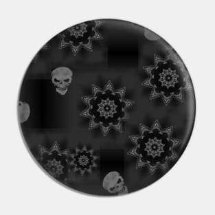 Grey Skull Mandala - Goth Fashion - emo, punk, halloween, hippie, boho, bohemian Pin