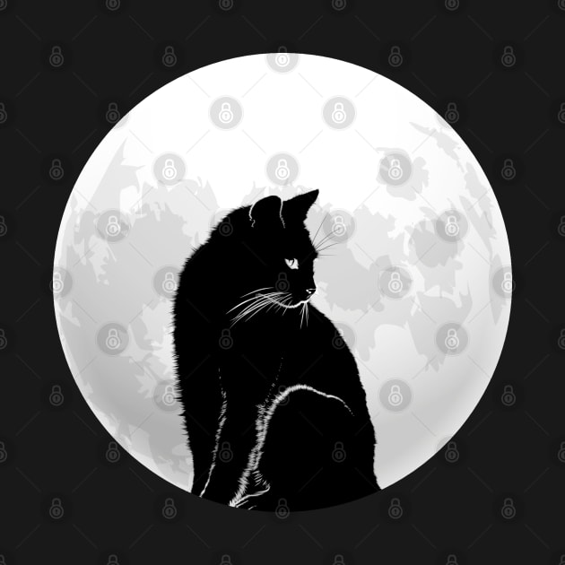 Black Cat and Full Moon by dentikanys