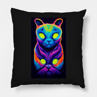 Trippy Psychedelic Cat Pillow