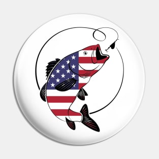 4th of July Fishing American Flag Pin