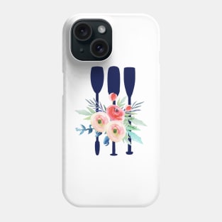 Watercolor flowers and rowing oars Phone Case