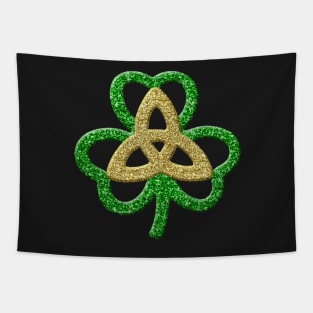 Green Gold Faux Glitter Shamrock And Trinity Knot Tapestry
