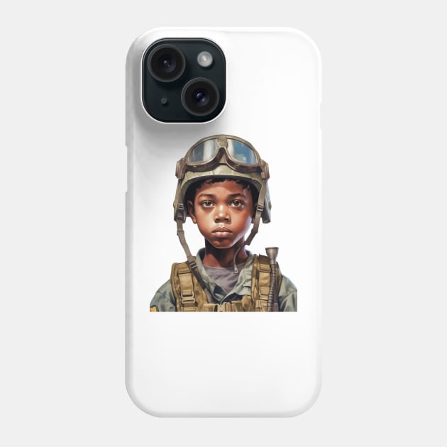 Military Minded Street Soldier Urban Warrior Black Boy Phone Case by Unboxed Mind of J.A.Y LLC 