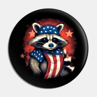 BRAVE raccoon proudly American flaG Pin