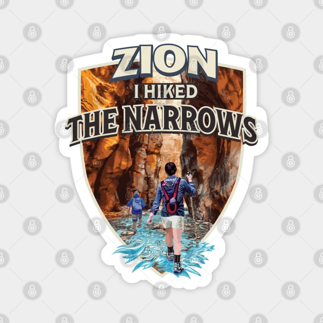 Zion I Hiked The Narrows National Park Vintage Style Design Magnet by SuburbanCowboy