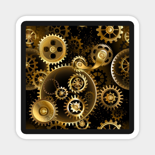 Seamless Steampunk Brass Gears Magnet by Blackmoon9