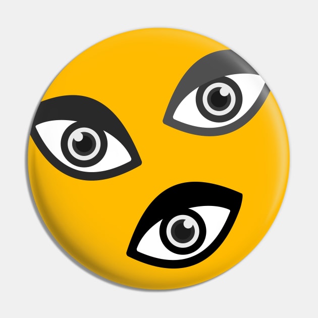 Three Eyed Monster's Eyes - Black and White Pin by XOOXOO