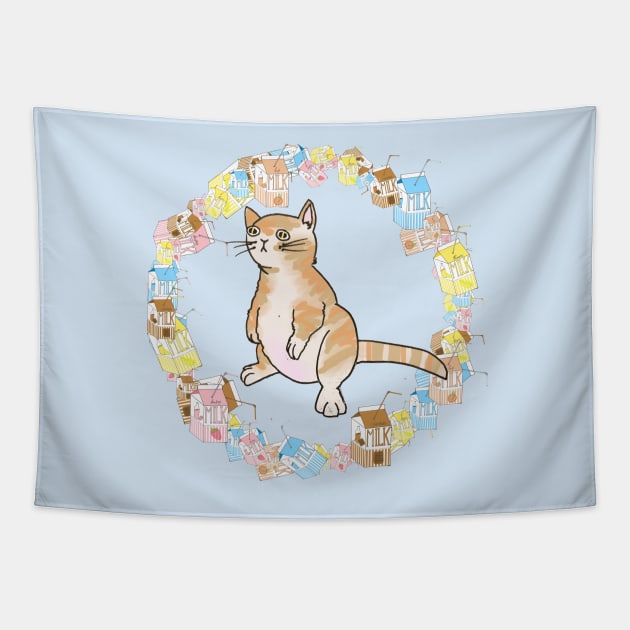 Milk Cat Tapestry by Kcael
