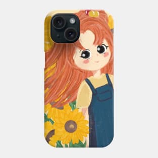 A Girl in Sunflower Garden Phone Case