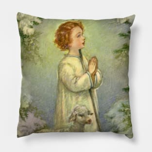 Vintage Christmas Lamb Pillow