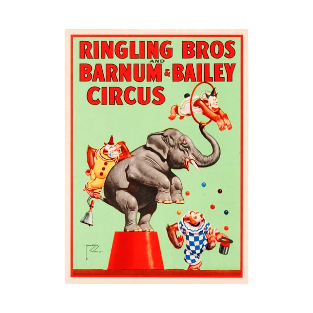 Ringling Bros Barnum & Bailey CIRCUS ACROBATIC WILD ANIMALS Show Lithograph Poster by vintageposters