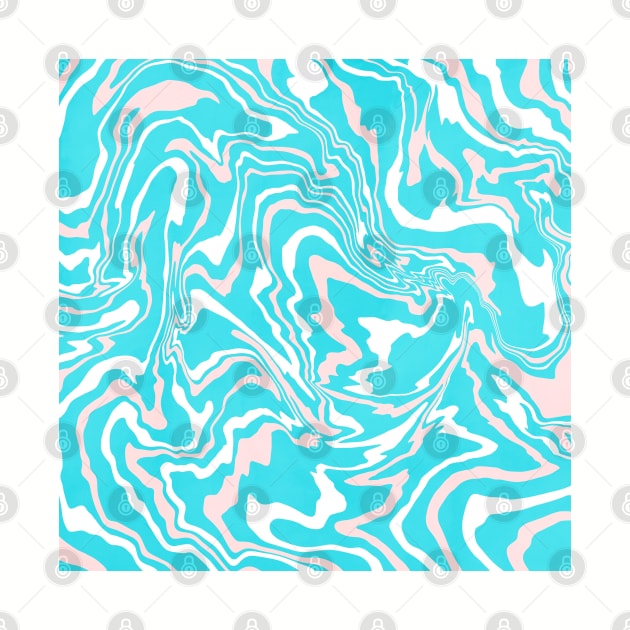 Turquoise and Peach Digital Paint Pour by LozzieElizaDesigns