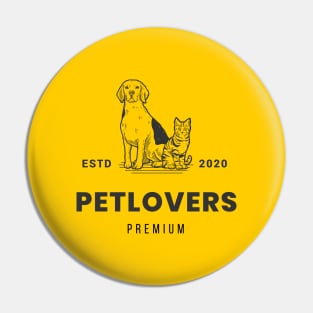 Cats Dogs Retro Petlovers Premium Brand Estd Established in 2020 Pin