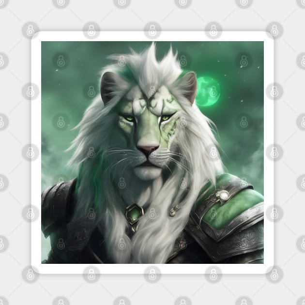 fantasy lion knight green Magnet by Chantel Fourie