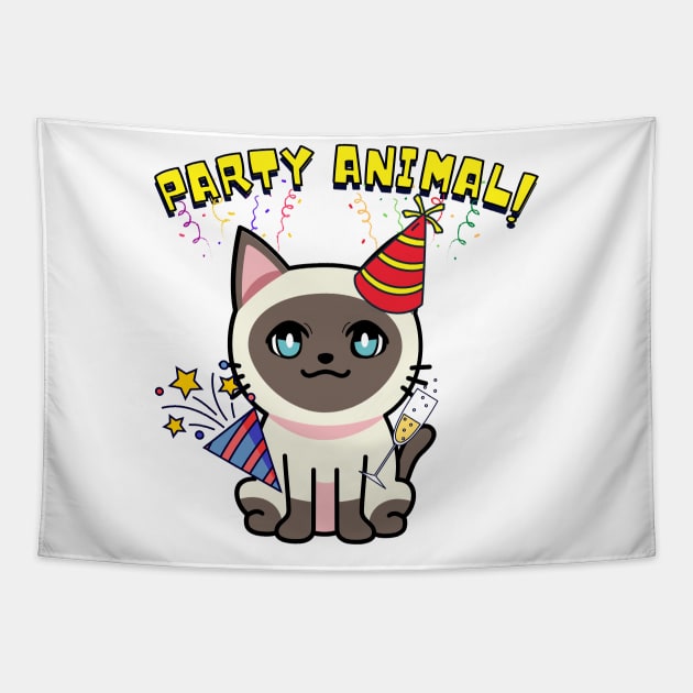 Party Animal - siamese cat Tapestry by Pet Station