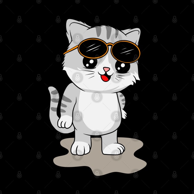 Stylish Kitty: Cat Wearing Cool Sunglasses - Trendy Tee for Cat Lovers by Hashed Art