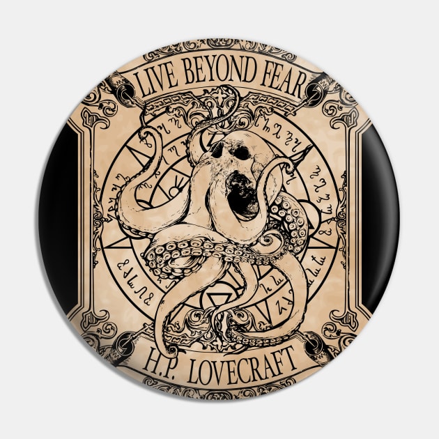 H.P. Lovecraft Label Pin by RavenWake