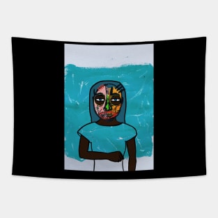 Immerse in Street Elegance - A FemaleMask NFT with StreetEye Color and Expressionist Background Tapestry