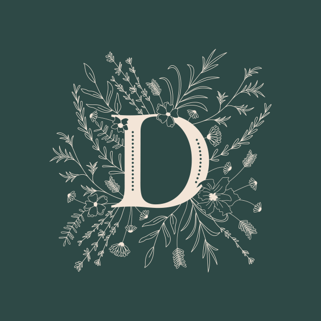 Botanical Letter D (Forest Green) by Cascade Patterns