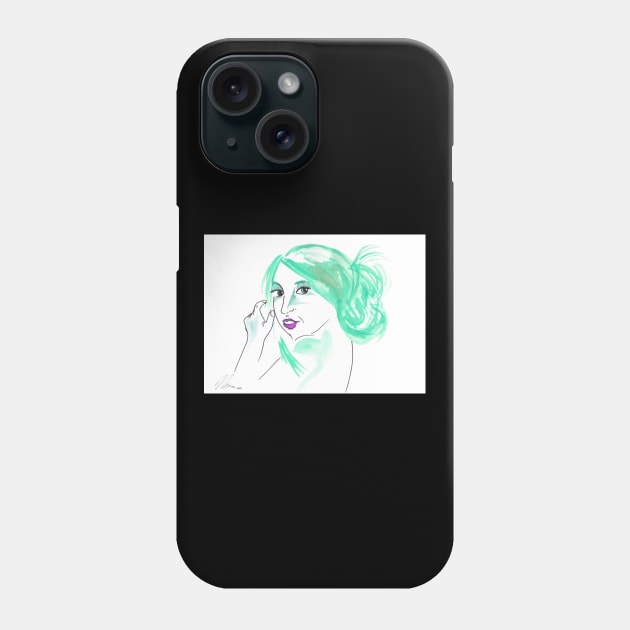 Girl With A Messy Bun - Green Palette Phone Case by ChamberOfFeathers