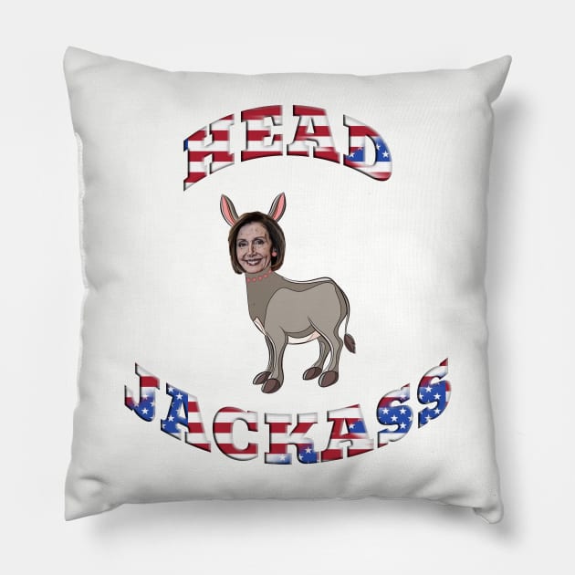 Funny Pelosi Head Jackass Pillow by Roly Poly Roundabout