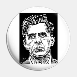 LUDWIG WITTGENSTEIN ink portrait Pin