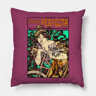 Cycles Perfecta by Alphonse Mucha Pillow