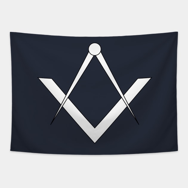 Simple masonic symbol of the square and compass Tapestry by NxtArt