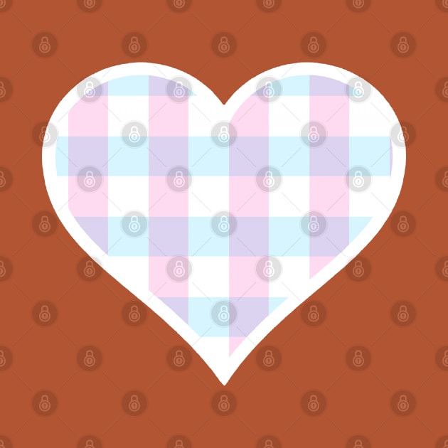 Soft Pink, Blue and White Buffalo Plaid Heart by bumblefuzzies