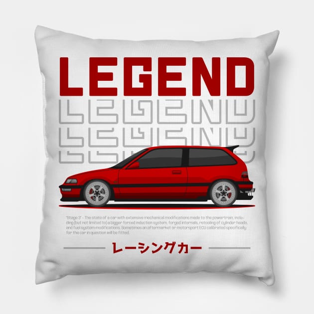 Midnight Racer Red Kanjo EF JDM Pillow by GoldenTuners