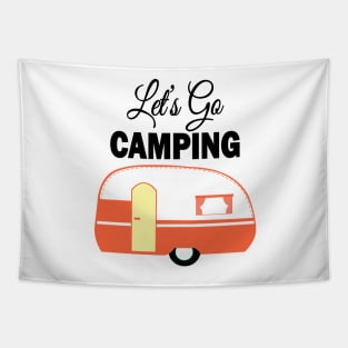 Let's Go Camping Retro Campers Pattern - Navy Blue Tapestry