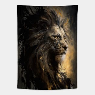 Lion Portrait Animal Nature Wildlife Dark Painting Wild Spirit Tapestry