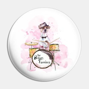 Jack Russell Terrier Playing Drums Pin