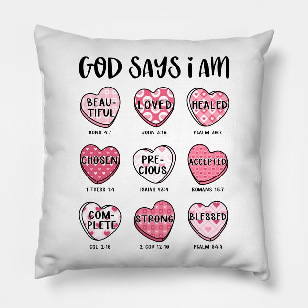 God Says I Am Valentine Pillow by Lushy