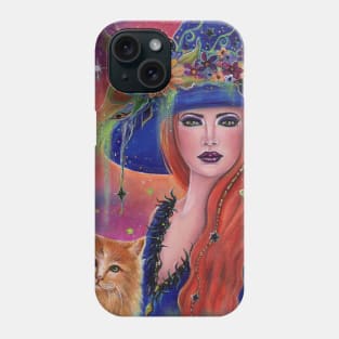 Halloween witch with frog by Renee Lavoie Phone Case