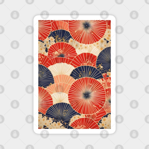 Traditional Japanese Kimono Pattern with Umbrellas Magnet by craftydesigns