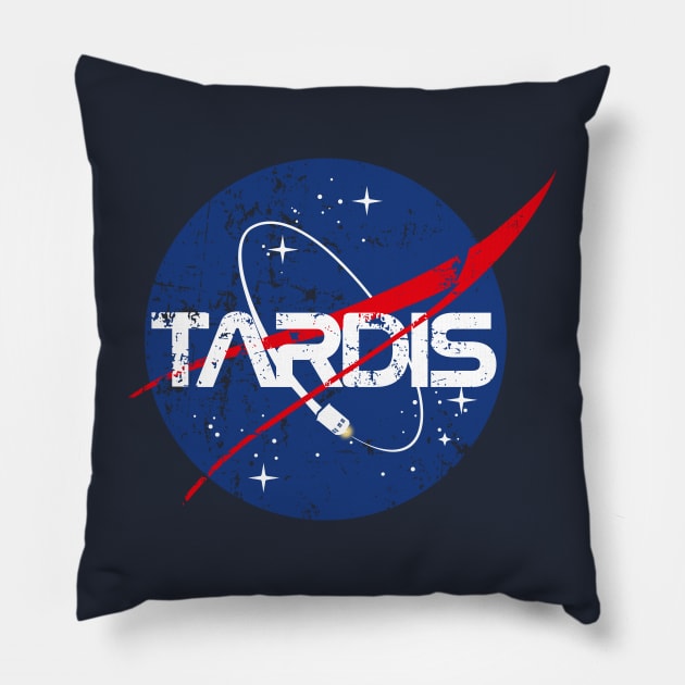 TARDIS NASA DISTRESSED VINTAGE LOGO Pillow by KARMADESIGNER T-SHIRT SHOP