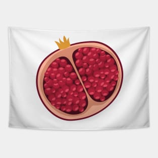 Delicious pomegranate, half exotic fruit illustration Tapestry