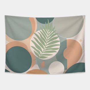 Scandinavian Art Mid Century Modern Abstract Beige Geometric Boho Leaf Tapestry