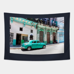 Green Car, Old Havana, Cuba Tapestry