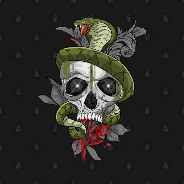 Floral Skull with Snake by Trendy Black Sheep