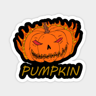 pumpkin on fire Magnet